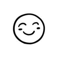 A line drawing of a smiling face