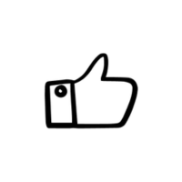 A line drawing of a thumbs up with a shirt cuff at the wrist